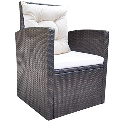 vidaXL Gartenmöbel 6-TLG. Poly Rattan Braun Garten Sitzgruppe Gartengarnitur - 6