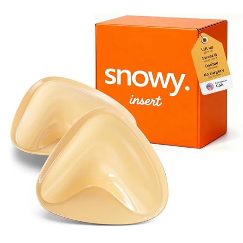 Snowy Insert: Double Sided Push Up Bra Pads | Reusable Waterproof Sticky Inserts for Strapless & Backless Dress for Women (M) Biege
