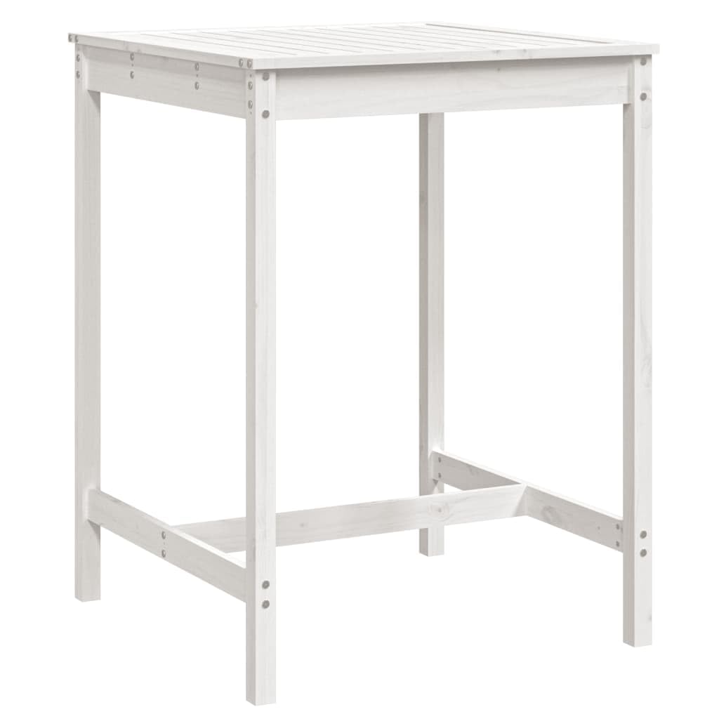 Tavolo Alto da Giardino Bianco 82,5x82,5x110 cm Pino Massello | Mobile rustico ideale per arredare il terrazzo e il balcone, offrendo una superficie stabile per aperitivi in esterno.