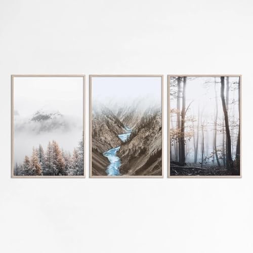 Paysage de nature brumeuse poster pour salon chaleureux 60x90