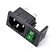 Ganasome 2 Pcs IEC320 C14 Inlet Module Male Power Socket - AC 250V 10A, 4 Terminals, DPST Rocker Switch with Green Indicator Light for Lab, Fitness & Industrial Equipment