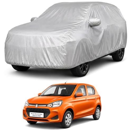 Image of Autofact Car Body Cover Compatible with Alto K10 New 2022-2026 | Custom Fit Car Cover | 100% Water-Resistant| Triple-Stitched Lightweight Fabric | Dustproof | Indoor & Outdoor Use | Elastic Bottom