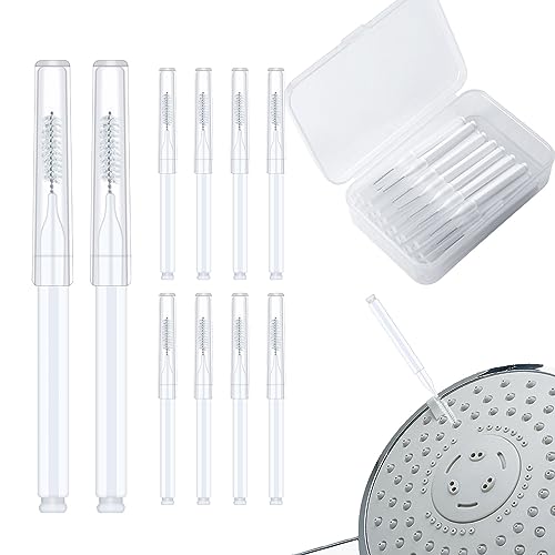 SAVITA 40pcs Mini Shower Head Cleaning Brush, Shower Head Cleaner Tool Multifunctional Shower Head Cleaner for Small Hole Cleaning Picks for Bathroom, White (B34068)