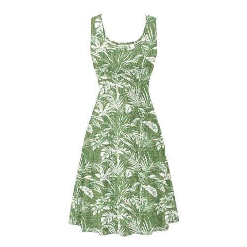 Image of Women Stylish Tank Dresses Sleeveless Round Neck Midi Casual Dress with Pocket for Summer