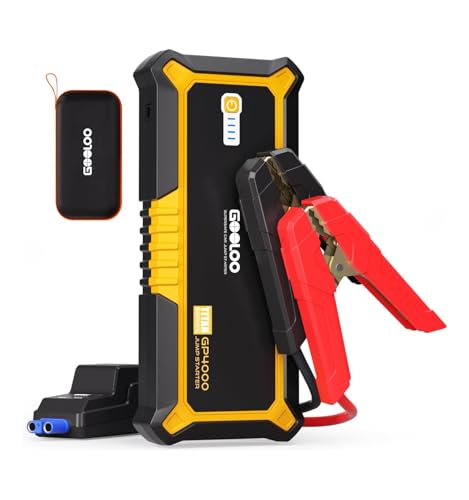 GOOLOO Booster Batterie 4000A Démarreur Batterie de Voiture Portable (Tous Les Essences et Jusqu'à 10 L Diesel) 12V Jump Starter avec Pinces Sécurité...