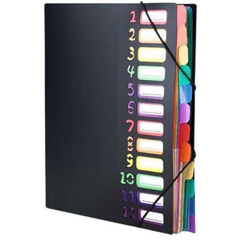 Organiseur de fichiers accordéon A4 Ciieeo trieur à pochettes arc-en-ciel noir