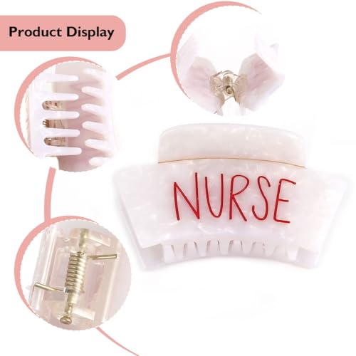 Personalized Acetate Nurse Cap Claw Clips Red Heart Shape Hair Clips Heart Shape Hair Jaw Clips for Women Nightingale International Nurses Day May 12 Gift Hair Clips for Women