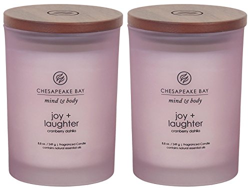 Chesapeake Bay Candle Joy + Laughter Scented Candles Cranberry Dahlia Medium 2-Pack Long Burn Time Home Décor by Chesapeake Bay Candle - Used condition - US$16.80