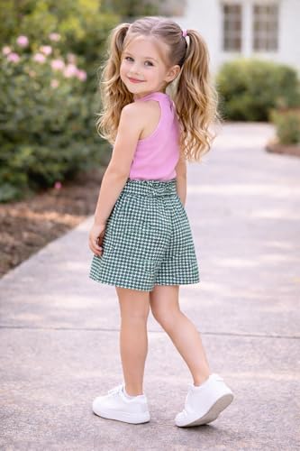 Image of Girl's Solid Cotton Blend Style Top and Shorts Set