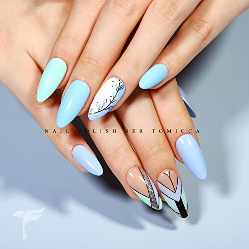 TOMICCA UV Nagellack Shellac 6*8ml Glitzer See Wasser Blau Farbe Nagellack Soak Off UV LED Gel Nail Art Maniküre Set… – Bild 4