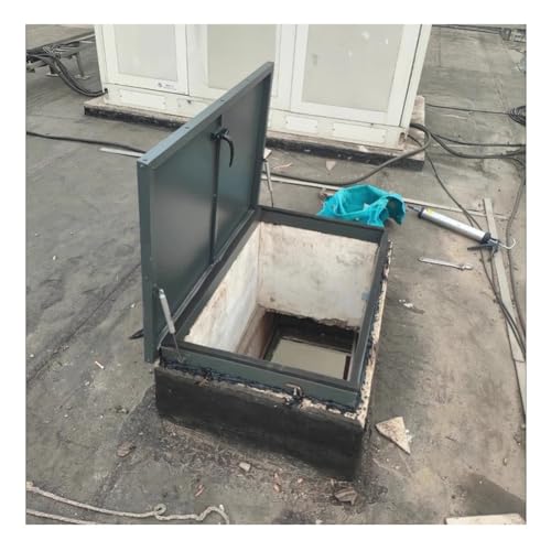 Cubiertas de acceso de techo galvanizadas con mango y gato hidráulico, 60 x 60 cm, puerta de acceso de seguridad para mantenimiento del hogar, escotilla de suelo para un fácil acceso a la utilidad