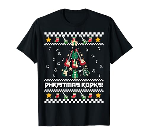 CHRISTMAS ROCKS Guitars Xmas Tree Guitar Player Meme T-Shirt
