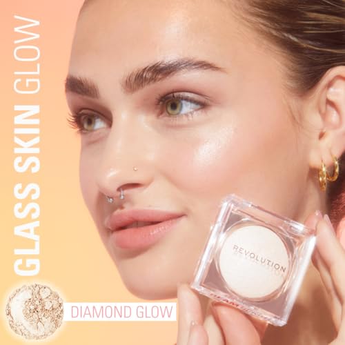 Image of Makeup Revolution Beam Bright Highlighter, All Over Face Glow, Powder To Liquid Formula, 4 Different Shades, Diamond Glow, 2.45 Grm (Pack of 1)