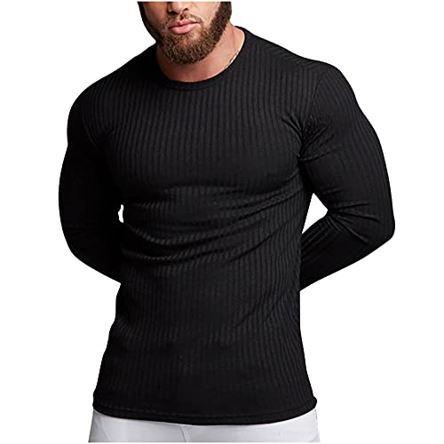 Muscularfit Big and Tall Men's Winter Sweaters Long Sleeve Big and Tall Men's Winter Sweaters Athletic Gym Workout Tee Tops2