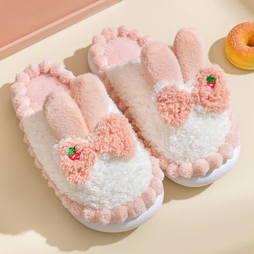 HANDKEI Women's Slippers Cute Rabbit Winter Anti slip Home Slippers Warm Plush Non slip Indoor and Outdoor Shoes4