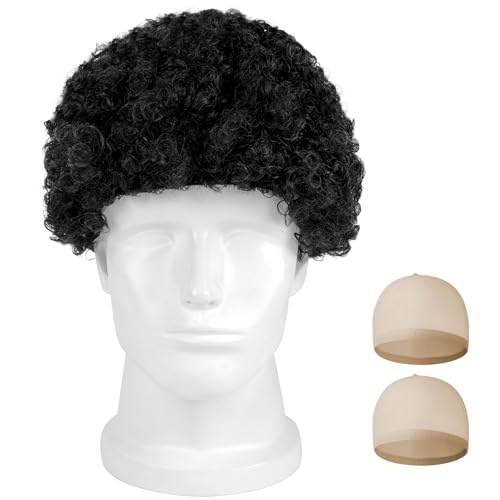 Aomig Funky Afro Wig, 3 Pcs Disco Hippie Costume, Hippie Costume Set, Novelty Men Short Curly Afro Wig, 60s 70s Hippy Fancy Dress Mens Accessories, Mens & Womens Pop Hippie 70s Disco Fever Hair Black Aomig Funky Afro Wig, 3 Pcs Disco Hippie Costume, Hippie Costume Set, Novelty Men Short Curly Afro Wig, 60s 70s Hippy Fancy Dress Mens Accessories, Mens & Womens Pop Hippie 70s Disco Fever Hair Black