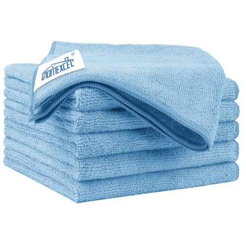 HOMEXCEL Blue Microfiber Cleaning Cloth 6 Pack 12.5 x 12.5 inch Microfiber Towels for Cars Ultra Absorbent Car Washing Cloth Lint Free Streak Free Cleaning Rags for Car, Kitchen Window