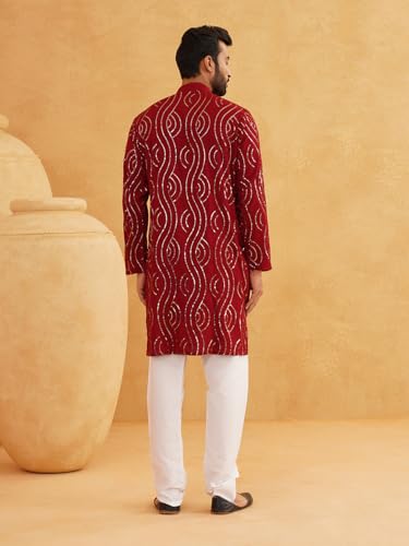 Sojanya (Since 1958 Men'S Pure Cotton Maroon Designer Only Long Kurta4