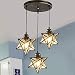HAIXIANG Transparent Glass Moravian Star Pendant Lamp Ceiling Lighting Chandelier LED Iron Art 3 Lights Round Base Light Fixtures Bedroom Dining Room Living Room Office Restaurant Bar Cafe
