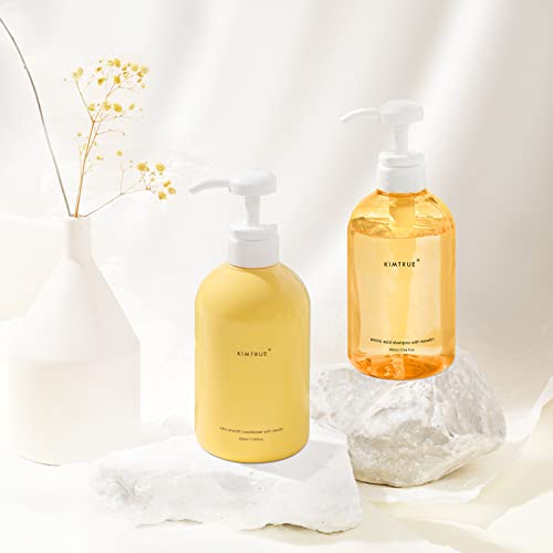 Kimtrue Amino Acid Shampoo With Keratin And Silky Smooth Conditioner With Lanolin For Dry Damaged Hair Moisturizing Repair, Paraben-Free (33.82 Fl Oz (Pack Of 1), Shampoo And Conditioner Yellow) #TOP6