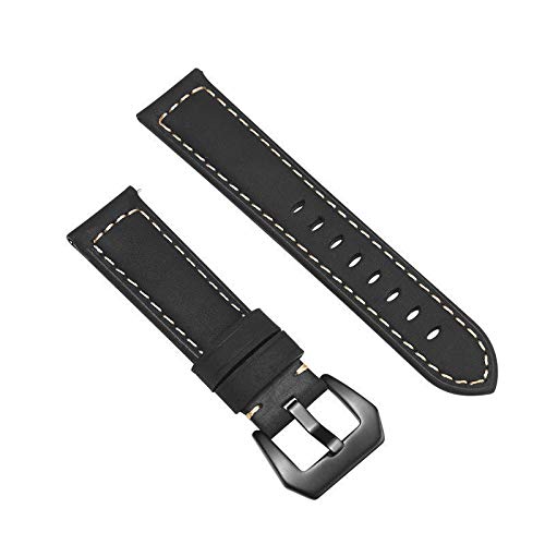 Pulseira 22mm Couro BK compatível com Samsung Galaxy Watch 3 45mm - Galaxy Watch 46mm - Gear S3 Fron