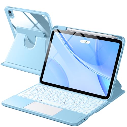 HETHOT【TELEC認証取得済み】 iPad用 キーボード付きケース - (A16)第11世代 11インチ2025/第10世代 10.9インチ2022 JIS日本語配列 360 度回転 軽量・全面保護 防汚材質 静音キー7 色レインボーバックライト 2台のiOSデバイス切り替え可能 省エネ キーボード付きケース Type - C 充電