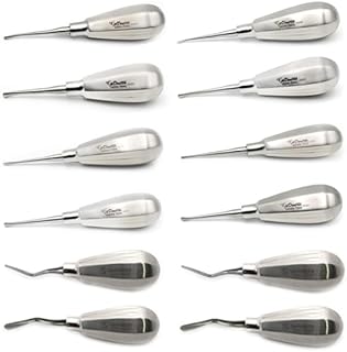 Luxating Elevator Set of 12 Having Stubby Handle with 4 Straight, 4 Inside Bent and 4 Curved Tip