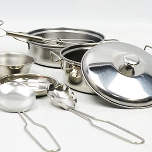 VILLCASE 1 Satz Rollenspiel Utensilien Spielzeug Edelstahl Spielküche Kochen Set Töpfe Und Pfannen Playset Rollenspiele… – Bild 8
