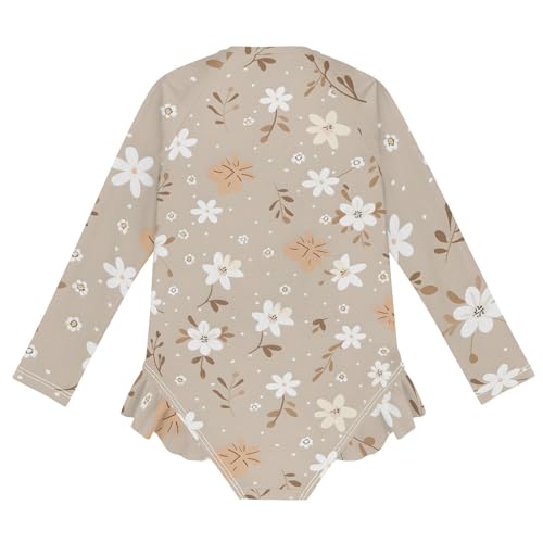 Girls One Piece Swimsuits Long Sleeve Swimsuit Zipper Bathing Suits Daisy Flower Boho2