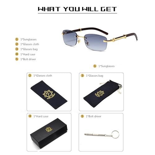 Rimless Sunglasses for Men women Fashion Stylish Trendy Square Oval Retro Gold Lentes Eyewear 6