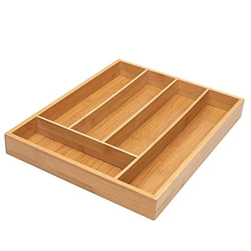 Mimo Style Porta Talheres Ecokitchen, Produzido em Bambu, Resistente, Durável e Ecológico, Possui 5 Compartimentos Para Organizar Seu Ambiente
