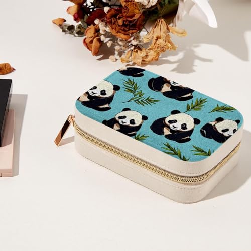 Boîte à bijoux panda bleu à double couche pour bagues et colliers - 8