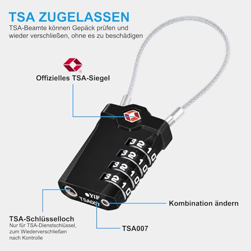 Foto von Diyife 2 Stück TSA 4-stelliges Gepäckschloss, Diyife Sicherheitsschloss, hochfeste Zinklegierung, Zahlenschlösser, Codeschloss für Reisekoffer, Gepäck, Tasche, Koffer usw.