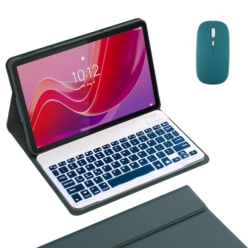 GYSDCAZ Keyboard Case for Lenovo Tab M11 2024 11 Inch TB330, Detachable Backlit Wireless Keyboard with Magnetic Protective Cover, Rechargable Mouse,Deep Green