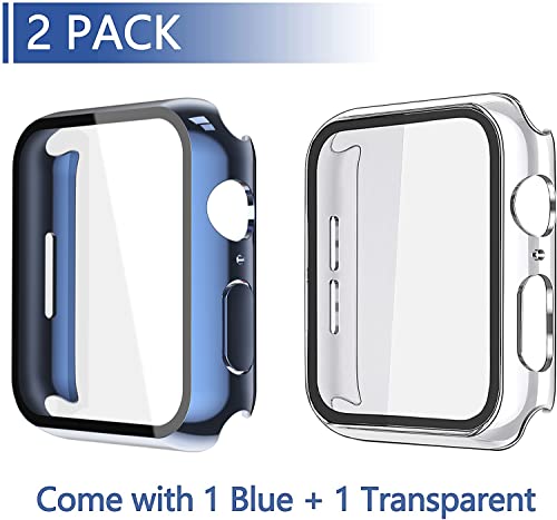Piuellia 2 Pack Hard Case with Tempered Glass Screen Protector for Apple Watch Series 9 Series 8 Series 7 45mm - Image 2