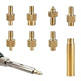 7 Heat Set Insert Tips & 1 Soldering Iron Adapter, Brass Heat-Set Insert Tips for Threaded Inserts M2 M2.5 M3 M4 M5 M6 M8, Plastic 3D Printer Soldering Iron Tipsfor Weller SP40NUS/Hakko FX-888D/900M