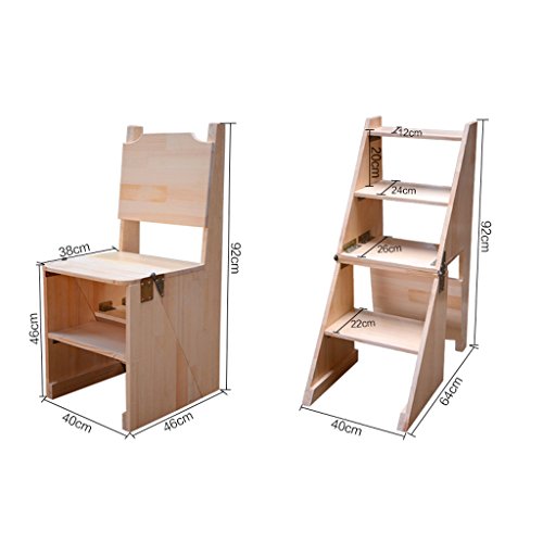 Sevts Wooden Folding Ladder Stool Multifunctional Indoor Staircase Chair Kitchen Library Step Stool Furniture (Color : Wood Color) #TOP4