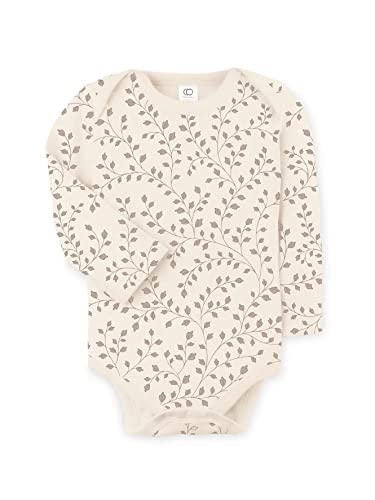 Colored Organics Unisex Baby Organic Cotton Bodysuit - Long Sleeve Infant Onesie - Irene Floral/Sandlot - 12-18M