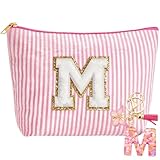 MHwan Neceser Personalizado Mujer Niña, Llaveros y Neceser Maquillaje con Iniciales, Regalos Personalizados para Madres, Novias y Hermanas, (Rosa M)
