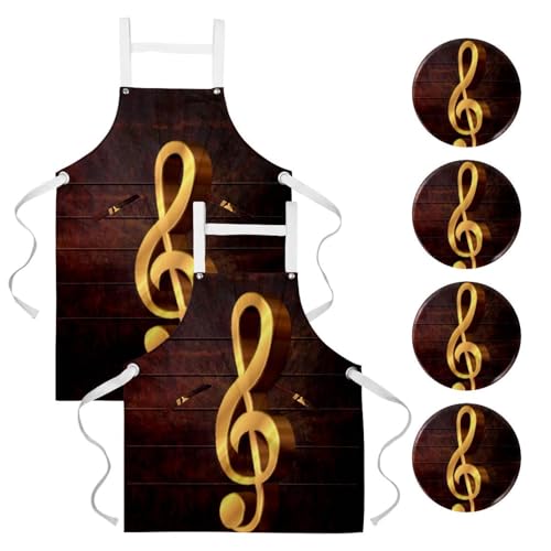 Tablier de cuisine lot de 2 anti-taches imprimé partition pour bar et cuisine