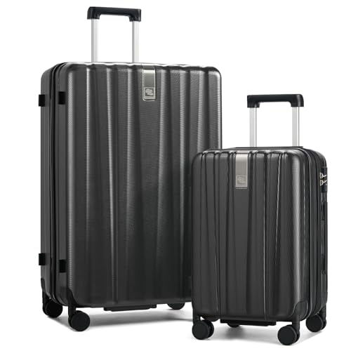 Image of Hanke Expandable Hardshell Luggage Sets 2 Piece Extra Large Suitcases with Lock,28 Inch Luggage with Spinner Wheels, Travel Suitcase for Women Men 20 29Inch,Jet Black