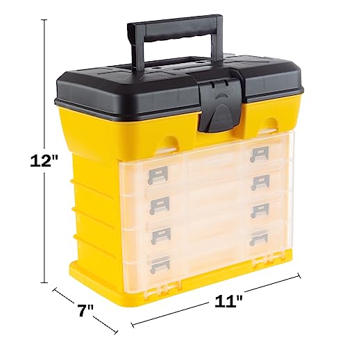 Stalwart 75-Sto3182 Parts & Crafts Rack Style Tool Box With 4 Organizers, Yellow #TOP2