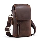 hengwin Leder Handy Gürteltasche Herren, Handy Holster mit Gürtelclip & Schultergurt, Große Smartphone Tasche für iPhone 17 Pro Max Samsung Galaxy S25 Ultra, Crossbody Brusttasche Outdoor Dunkelbraun