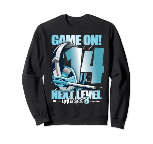 Level unlocked 14 cumpleaños 14 años niño niña gaming Sudadera