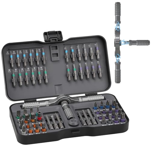 Samamoca Jeu de tournevis à cliquet, 66 en 1, jeux de tournevis magnétiques, jeu de clés Allen à cliquet, convient pour l'assemblage de meubles, la réparation d'appareils électriques de précision