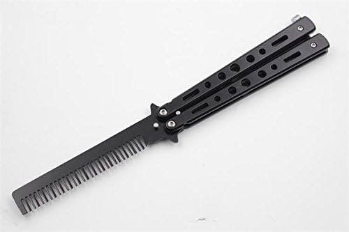 AZZORI Stainless Steel Silver Practice Butterfly In Knife Trainer Training Folding Knife Dull Tool Outdoor Camping Butterfly Knife Comb