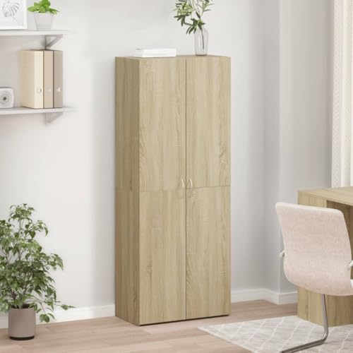 IKAYAA Armario archivador de Madera Armario Metalico Armario Oficina Mueble Metálico para Oficina Muebles Oficina con Llaves, 2 Puertas, 3 Estantes 60 x 32 x 153 cm Roble Sonoma - imagen 7