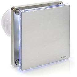 Ventilador Timer STERR Plata Extractor De Baño 100 mm con LED + TIMER Ventilador de baño silencioso -Extractor De Aire Para Baños - Extractor Baño silencioso 100mm
