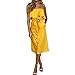Produktbild Sommerkleider Damen,Hevoiok Casual Sexy Rüschen Gürtel Krause Strandkleid Partykleid Frauen Elegant Schulterfrei Midikleid (Gelb, M)