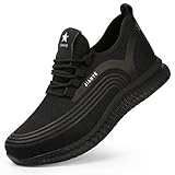  Zapatos de Trabajo Mujer Hombre Zapatillas de Seguridad Ligeras S3 Transpirable con Punta de Acero Anti-aplastante Negro 36